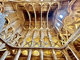 View of the Hopperstad Stave Church replica ceiling