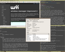 The wmii X window manager was inspired by acme, a text editor from the Plan 9 project. Wmii-3.6 screenshot.png