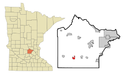 Location of Howard Lake within Wright County, Minnesota