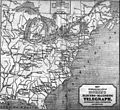 Mappa delle zone raggiunte dal telegrafo nel 1848
