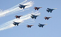Russian Knights and Strizhi over the Red Square