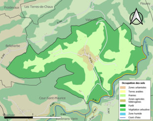 Carte en couleurs présentant l'occupation des sols.