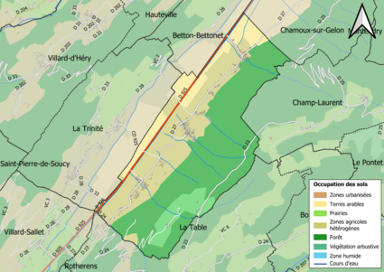 Carte en couleurs présentant l'occupation des sols.