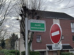 Panneau de l'allée Manouchian de Torcy.