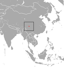 Carte d'Asie avec une petite tache colorée vers le centre