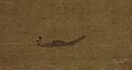 Pêcheur solitaire sur le fleuve en hiver. 1195, Song du Sud. Détail d'un rouleau vertical, encre sur soie, 141 × 36 cm. Musée national de Tokyo.