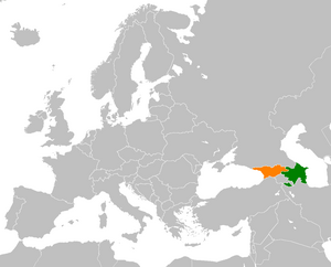 Mapa indicando localização do Azerbaijão e da Geórgia.