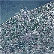 Satellitenbild von Brugge und dem Hafen