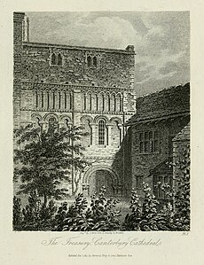 View of the treasury in about 1814 Canterbury Cathedral Treasury Storer Plate 07 historyantiquiti01stor 0057 (cropped).jpg