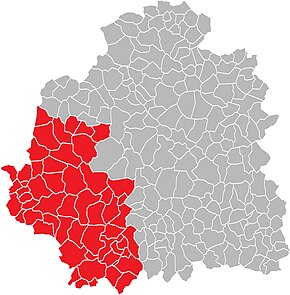 Arrondissement Le Blanc na mapě departementu Indre