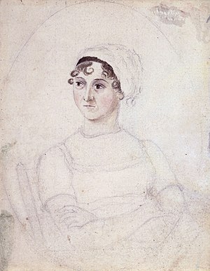 Jane Austen, Watercolour and pencil portrait b...