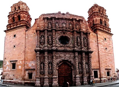 Cathedral Basilica of Zacatecas in Mexico, built between 1729 and 1772, an example of the Churrigueresque style