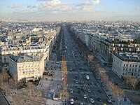 The Champs-Élysées to the east from the Arc de Triomphe