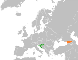 Карта с указанием местоположения Хорватии и Грузии