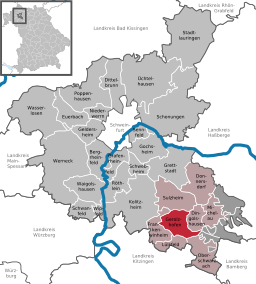 Läget för Gerolzhofen i Landkreis Schweinfurt