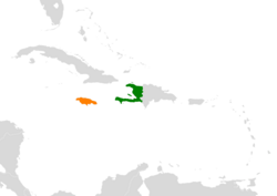 Map indicating locations of Haiti and Jamaica