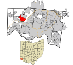 Location in Hamilton County and the state of Ohio