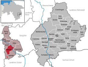 Poziția Heere pe harta districtului Wolfenbüttel