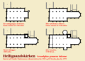 Helligåndskirken. Plans of the church through the times.