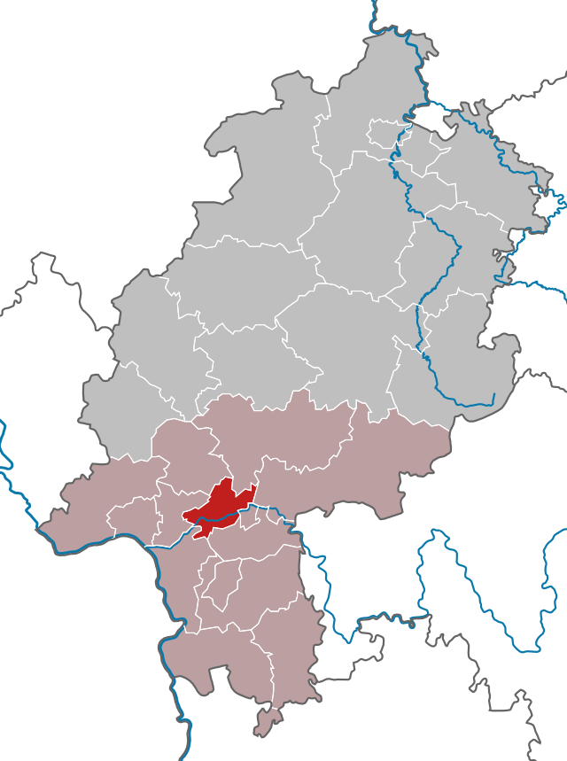 Läget för Frankfurt am Main i Regierungsbezirk Darmstadt, Hessen