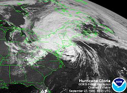 Hurricane Gloria at New York landfall