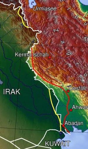 Map of Iran-Irak war, Furthest ground gains. R...