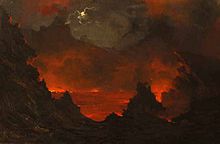 Jules Tavernier's oil on canvas painting Full Moon over Kilauea, 1887 Jules Tavernier's painting 'Full Moon over Kilauea', 1887.jpg