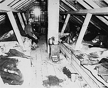 Inside a barracks at Kaufering IV, a subcamp of Dachau, after liberation Kaufering IV Dachau sub-camp 1945-04-29 Nr 81368 ushmm.jpg