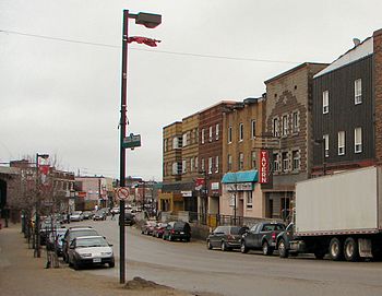 Main street in Kirkland Lake, Ontario, Canada