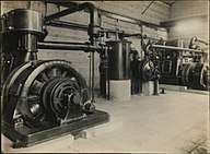 Belliss and Morcom engines in the coal-fired Kuching power station, 1922 Kuching Electrical Power Station 1922.jpg