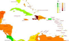 Change in life expectancy in the Caribbean from 2019 to 2021[54]