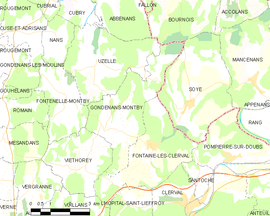 Mapa obce Gondenans-Montby