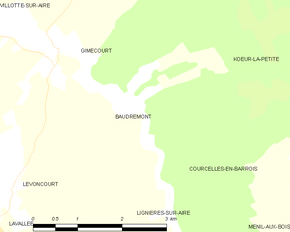Poziția localității Baudrémont