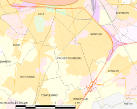 Mapa obce Faches-Thumesnil