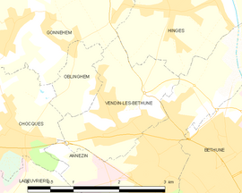 Mapa obce Vendin-lès-Béthune