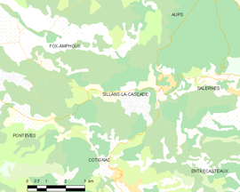 Mapa obce Sillans-la-Cascade