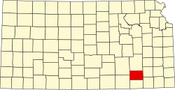 map of Kansas highlighting Elk County