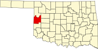 Locatie van Roger Mills County in Oklahoma