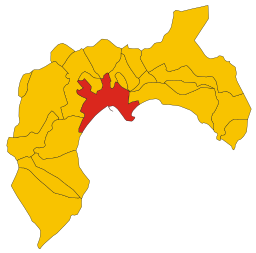 Kommunen Cagliaris läge i storstadsregionen Cagliari