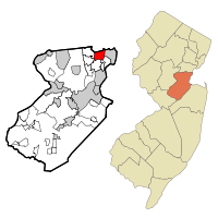 Map of Avenel CDP in Middlesex County. Inset: Location of Middlesex County in New Jersey.
