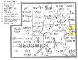 Location of Minneha Township in Sedgwick County