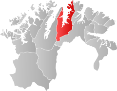 Lage der Kommune in der Provinz Finnmark