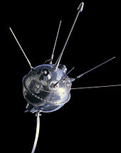 Launched in 1959, Luna 1 was the first known artificial object to achieve escape velocity from the Earth (replica pictured). RIAN archive 510848 Interplanetary station Luna 1 - blacked.jpg