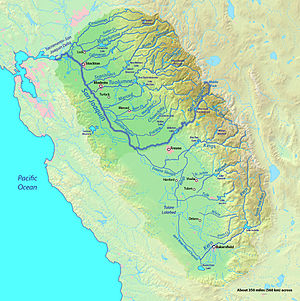 English: Map of the San Joaquin River watershe...
