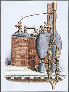 The 1698 Savery Engine - the world's first commercially important steam engine: built by Thomas Savery Savery-engine.jpg
