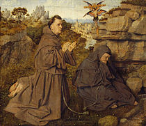 揚·范·艾克的《接受聖痕的聖弗朗西斯》，29.5 × 33.5cm，約繪於1432年，1866年始藏[5]
