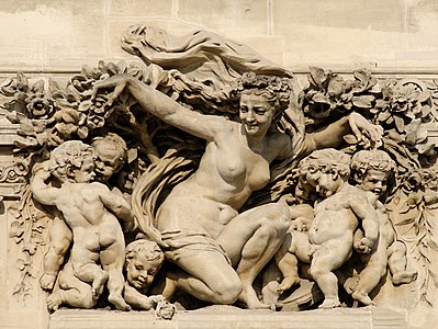 Flora and high-reliefs for the southern facade of the Pavillon de Flore, Jean-Baptiste Carpeaux, Palais du Louvre (1865)