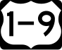 U.S. Route 1/9 marker