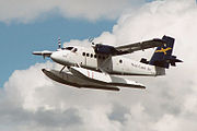 A turboprop-engined DeHavilland Twin Otter adapted as a floatplane