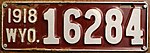 Номерной знак Вайоминга 1918 года 16284.jpg